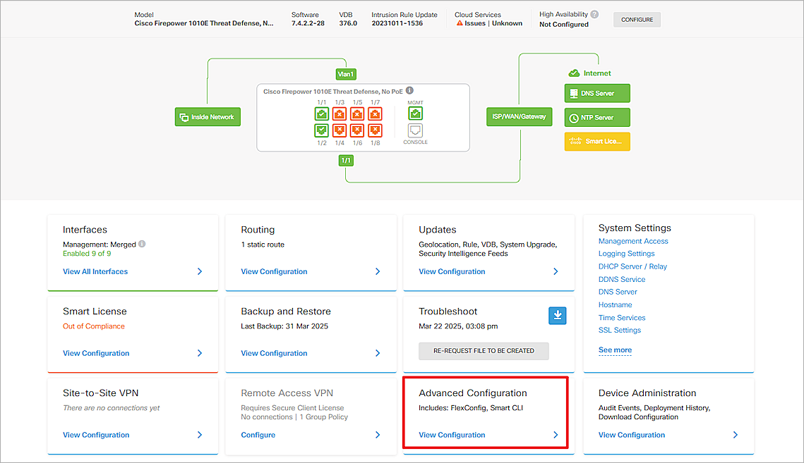 Screenshot of Cisco Firepower, NetFlow Profile 1